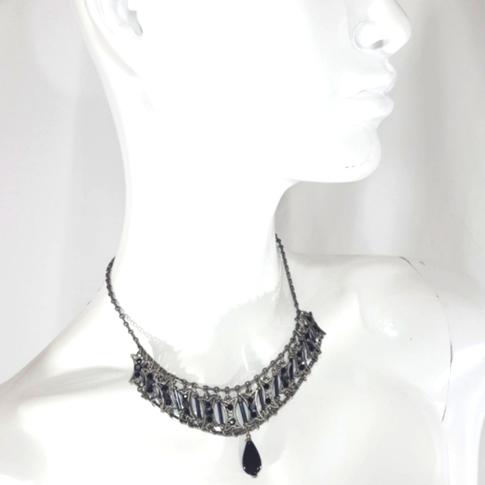 Vintage silver pewter beaded necklace